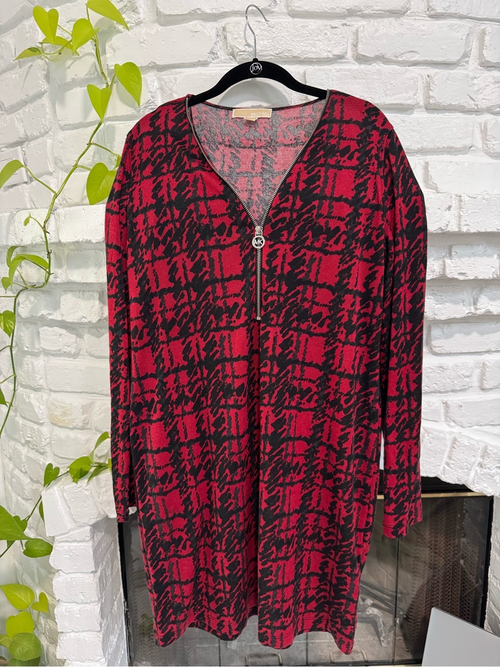 Michael Kors Red and Black Zip Front Dress